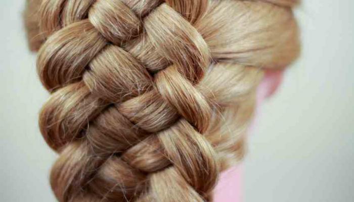 Пошаговая схема плетения косы из четырех прядей